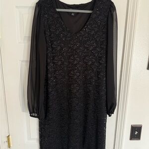 Connected Apparel Black Long Sleeve Lace Dress. Never worn. Like new.